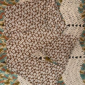 Belle Du Jour Brown Pants with White Daisy Print